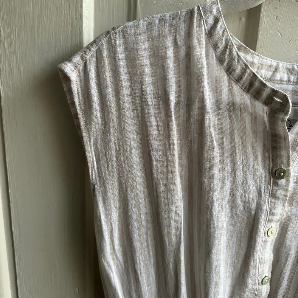 Rails Angelina Dress – Dune Stripe Linen Blend Smocked Waist Mini